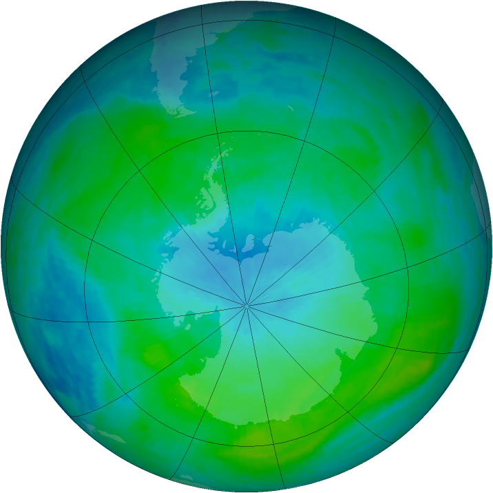 Antarctic ozone map for 17 February 1988